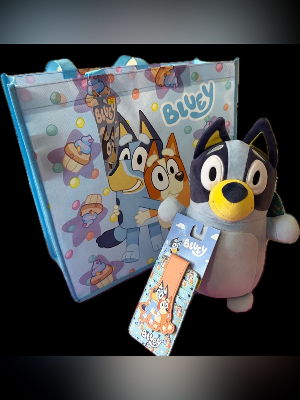 Bluey Plush Gift Set with Lightweight Blue Tote and Character Wallet